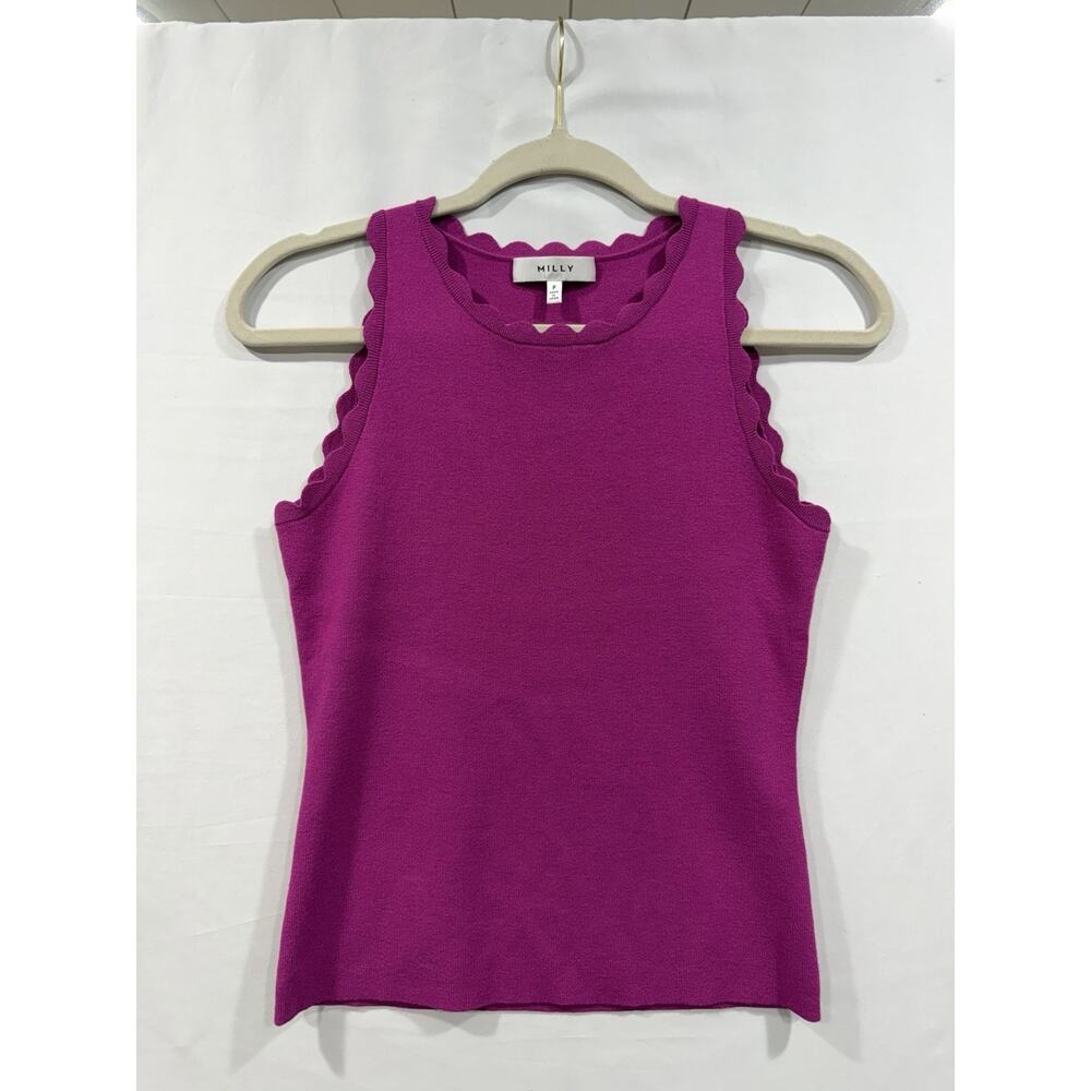 Molly Designer Scallop Pink Tank Top Sz P New York Corpcore Glam